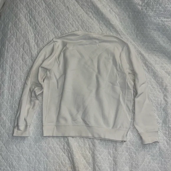 Nike White Crewneck Sweater with Black Swoosh - Picture 3 of 4